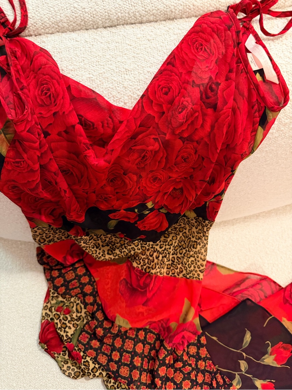 Victoria's Secret Red Rose & Leopard Print Slip Dress